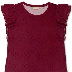 Style & Co Dot-Print Flutter-Sleeve Top